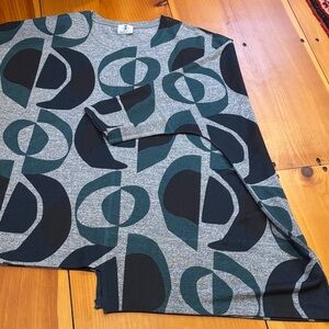 INOAH O/S Abstract Mod Print Asymmetrical Blouse Oversized Drap Lagenlook Art